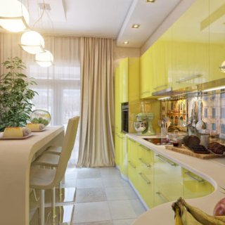 Желтые Шторы На Кухню Фото